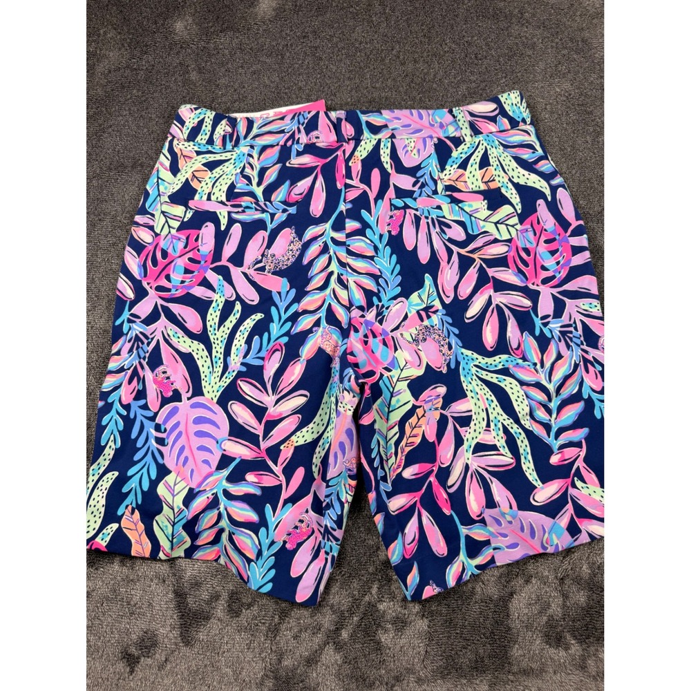 Lilly Pulitzer Natia Mid-Rise Knit Shorts Youve Been Spotted Oyster Bay Navy 10 - Picture 5 of 5